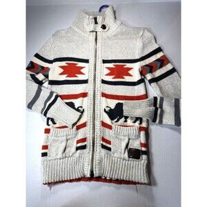 Superdry Unisex Western Buffalo Knit Cardigan Sweater Full Zip Med $250 Cotton
